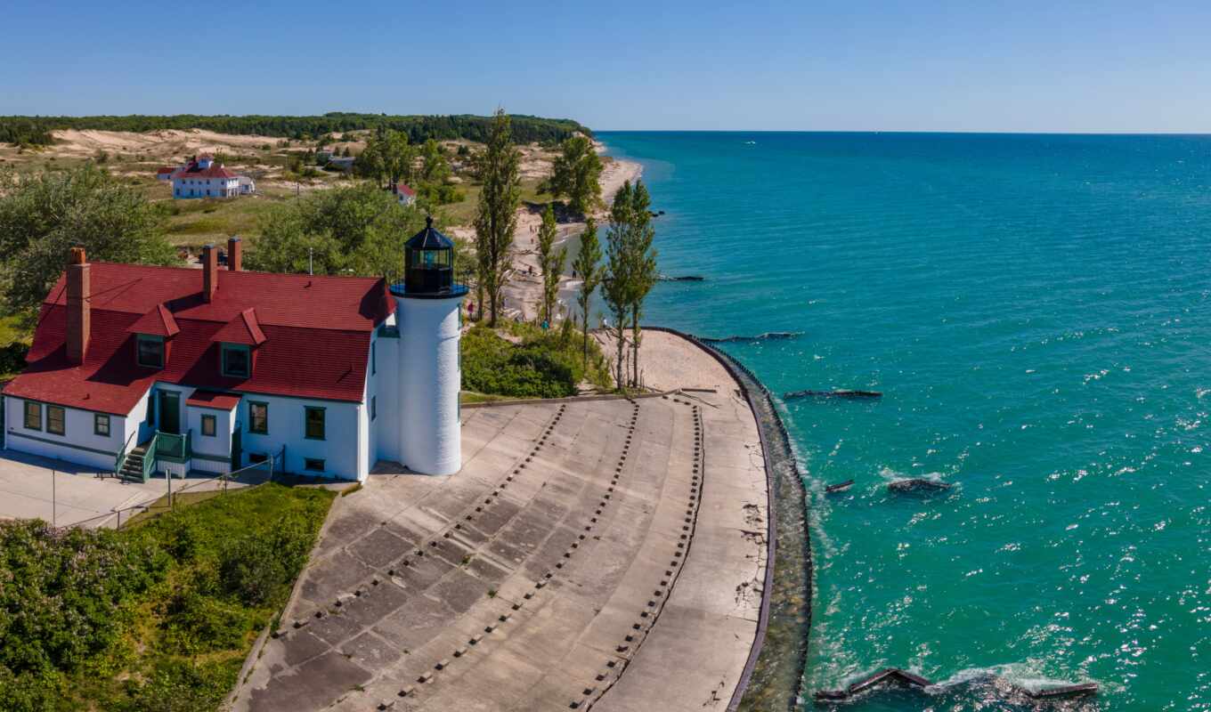 lake, lighthouse, michigan