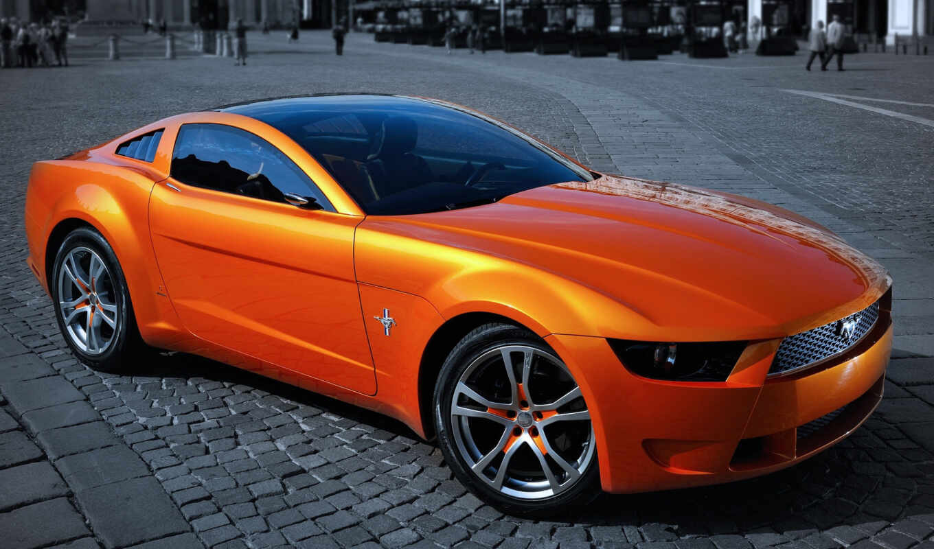 red, yellow, vehicle, automobile design, sports vehicle, ford mustang