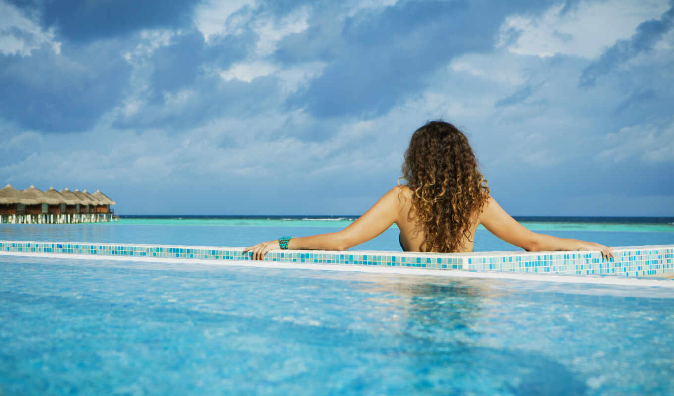 swimming pool, maldives, swimming