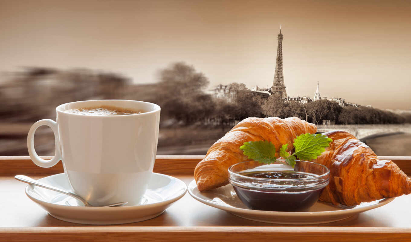 Paris, tower, eiffel, croissants