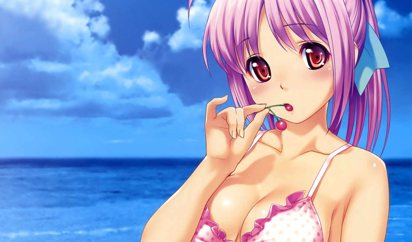 view, girl, picture, picture, pictures, anime, hair, eyes, girls, xentai, bikini, pink, tropical, kiss