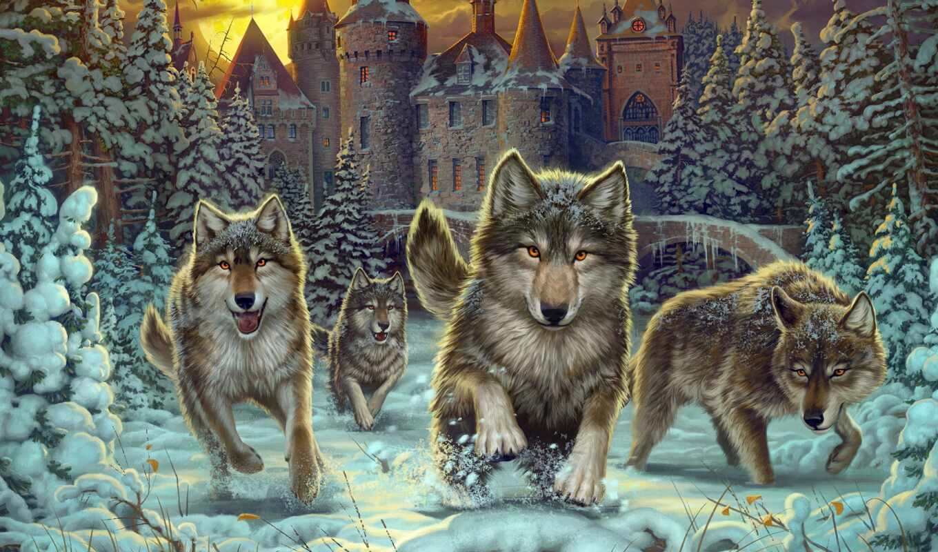 хороший, red, кот, castle, animal, волк, рисованный, gothic, элемент, pazlyi, может