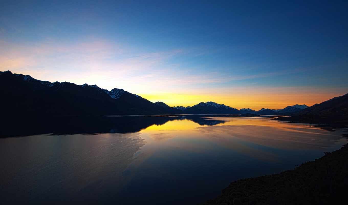 lake, sunset, new, screen, zealand