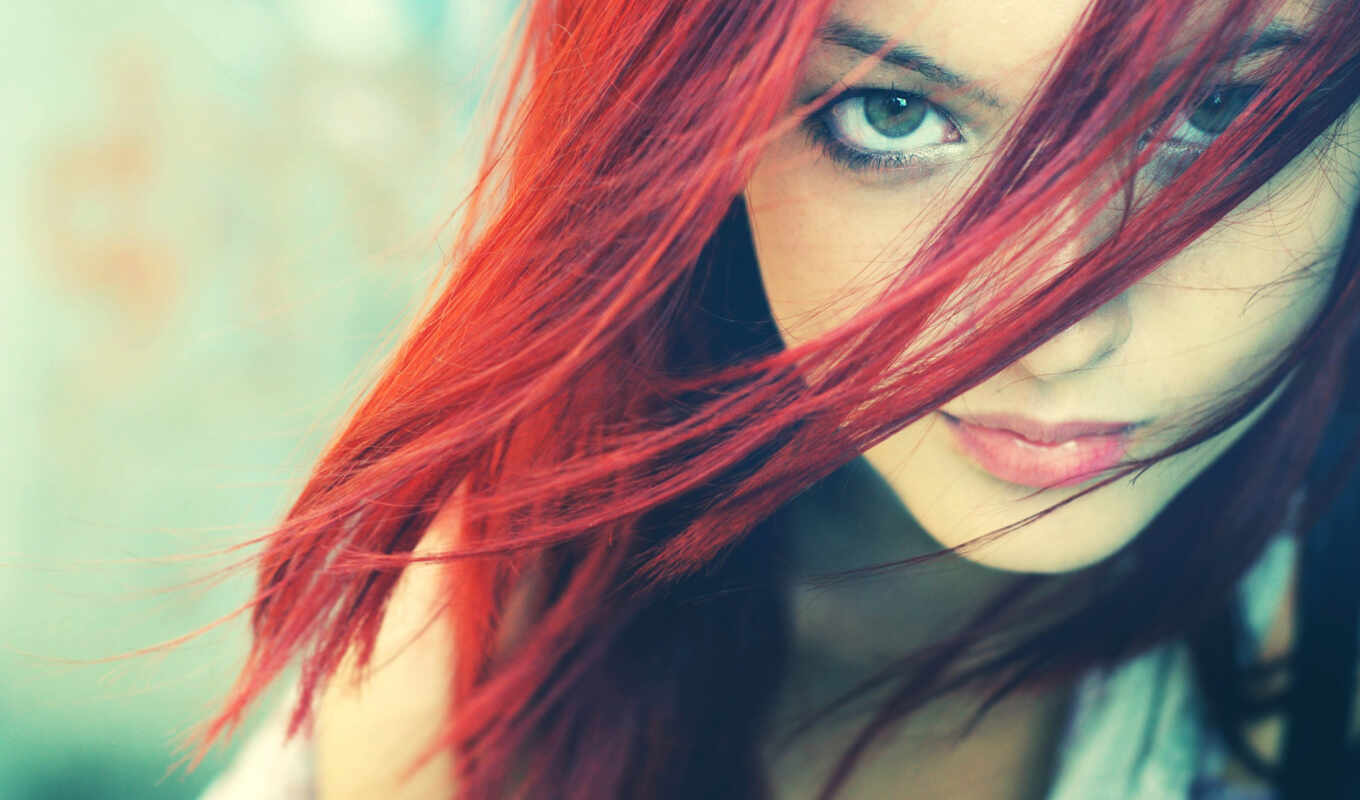 girl, face, hair, see, red, devushki