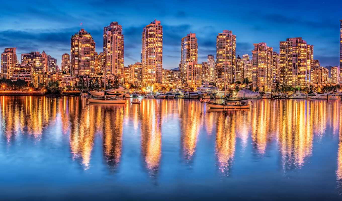 landscapes-, city, Vancouver, bay, burrard