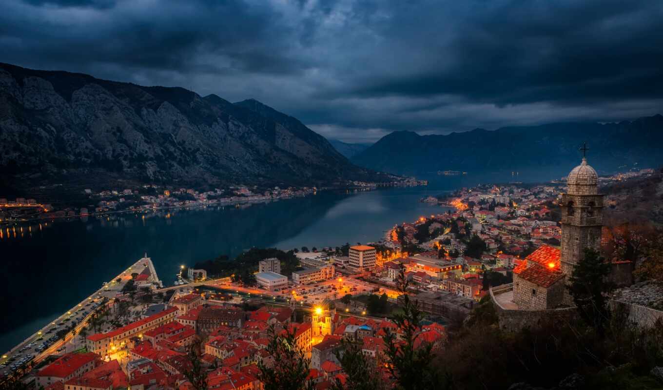 house, город, гора, побережье, bay, fortress, pour, montenegro, котор, черногория