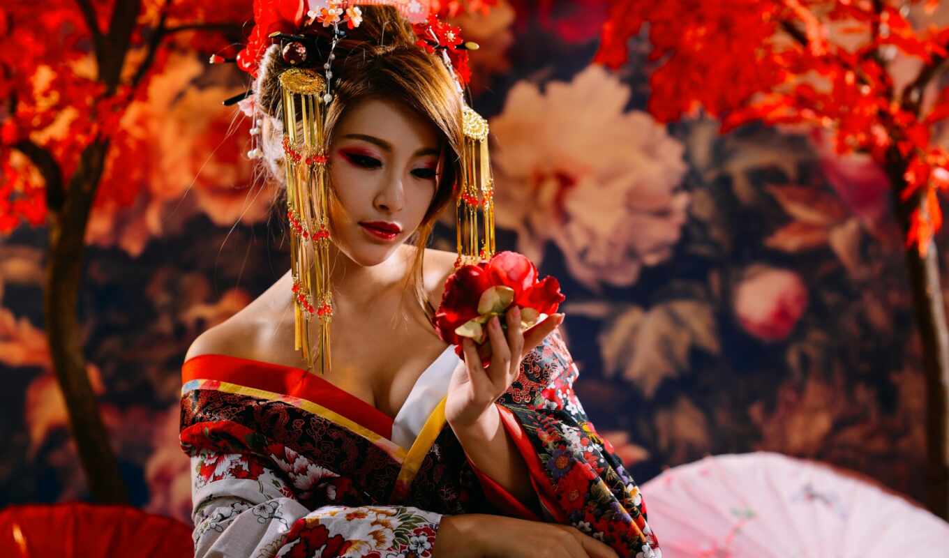 кимоно, arm, девушка, цветы, красное, kaifolog, japanese, красавица, красивый, hope, deep