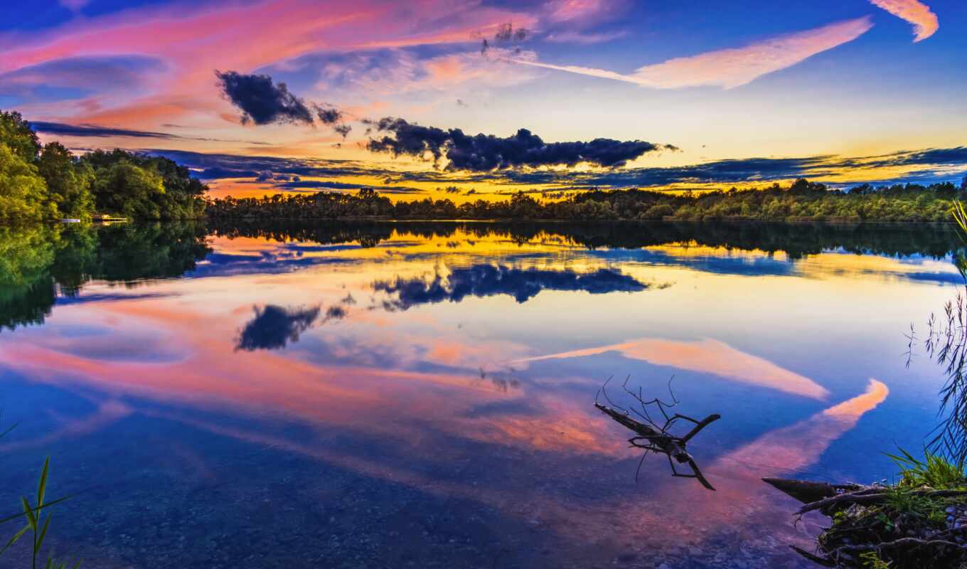 lake, nature, sky, photo, sunset, water, cloud, reflection, free, pixabay, abendstimming
