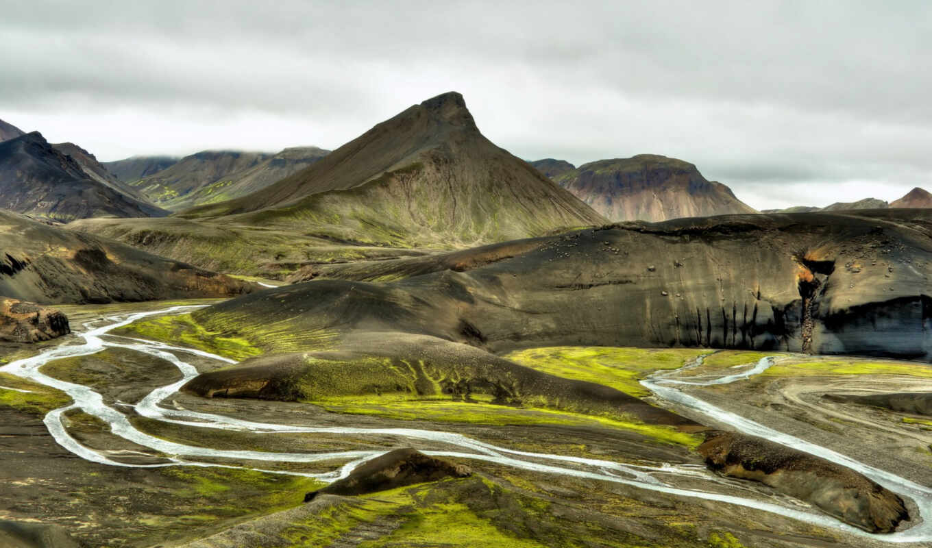 mountain, river, hill, iceland