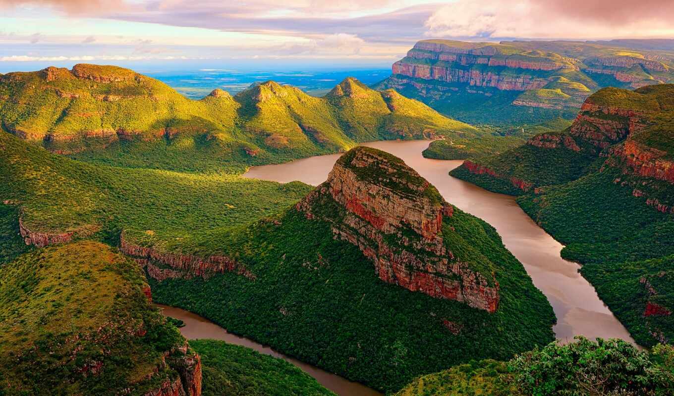nature, sun, mountain, landscape, river, Africa, south, canyon, blyde