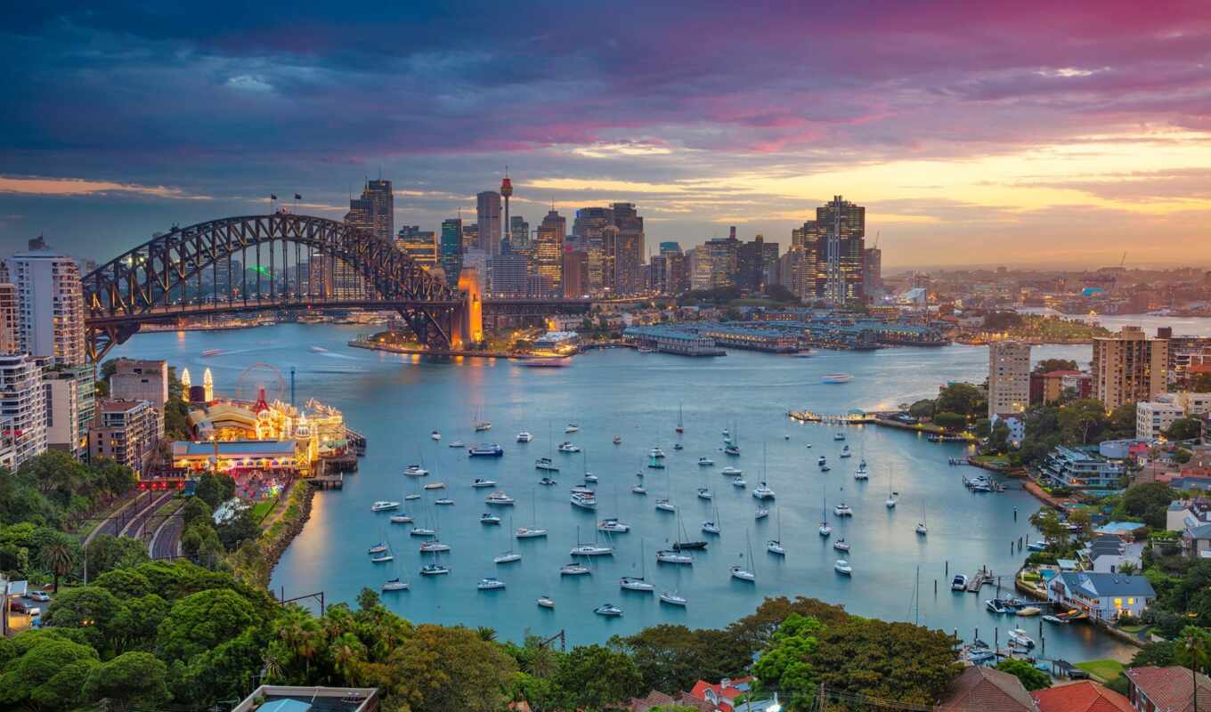 house, sunset, city, Bridge, Australia, sydney, yacht, harbor, since