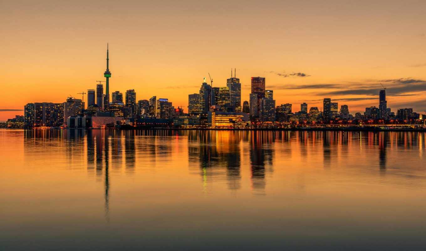 sunset, city, skyline, Toronto, wallpaperdogtoronto