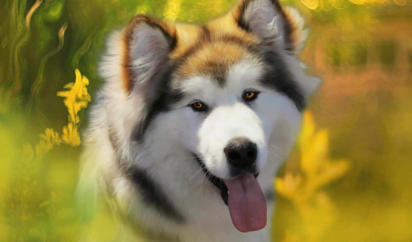 white, eyes, big, dog, husky, pet