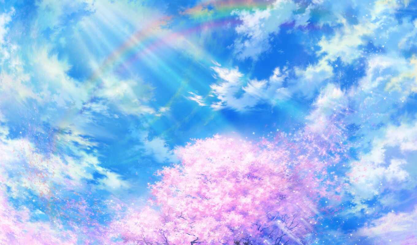 sky, blue, background, cloud, anim, presentation, beautiful, gentle