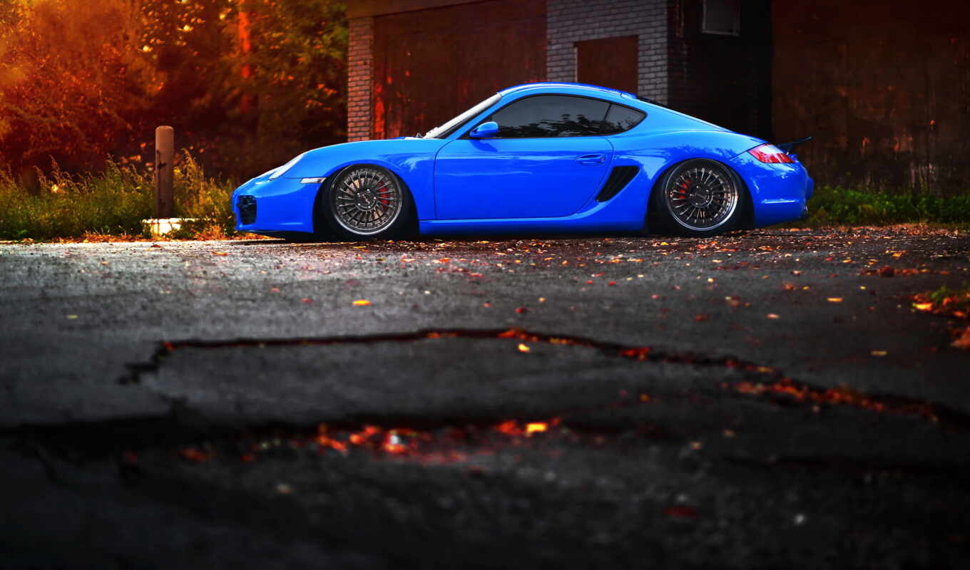 blue, car, tuning, Porsche, asphalt, position