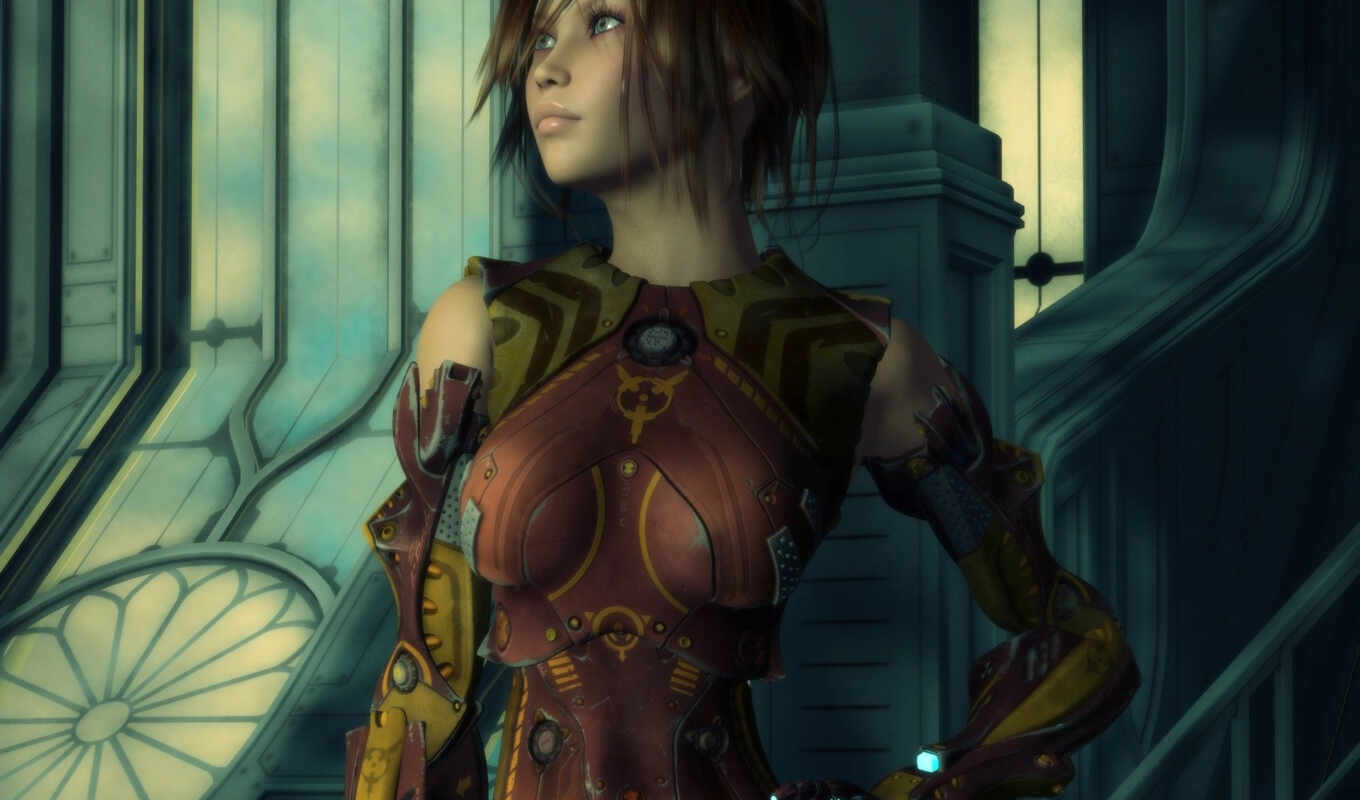 view, girl, armor, rendering, mickytroisd