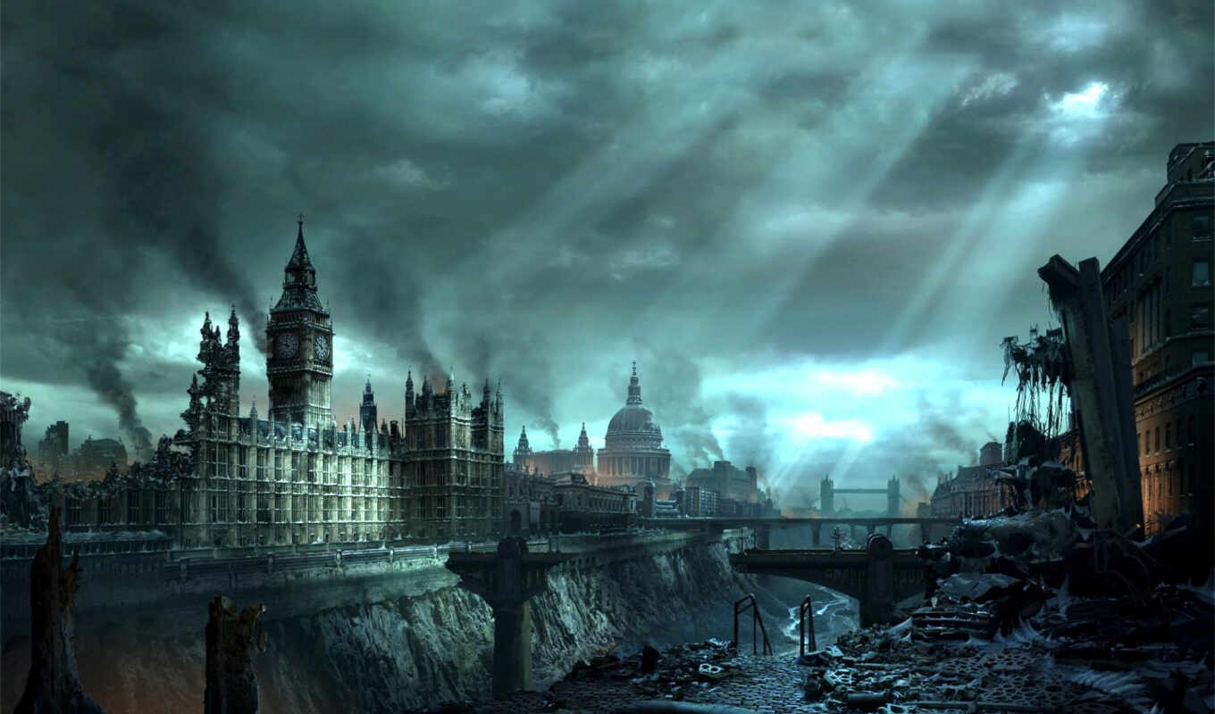 город, здания, биг, бен, апокалипсис, london, катастрофа, hellgate