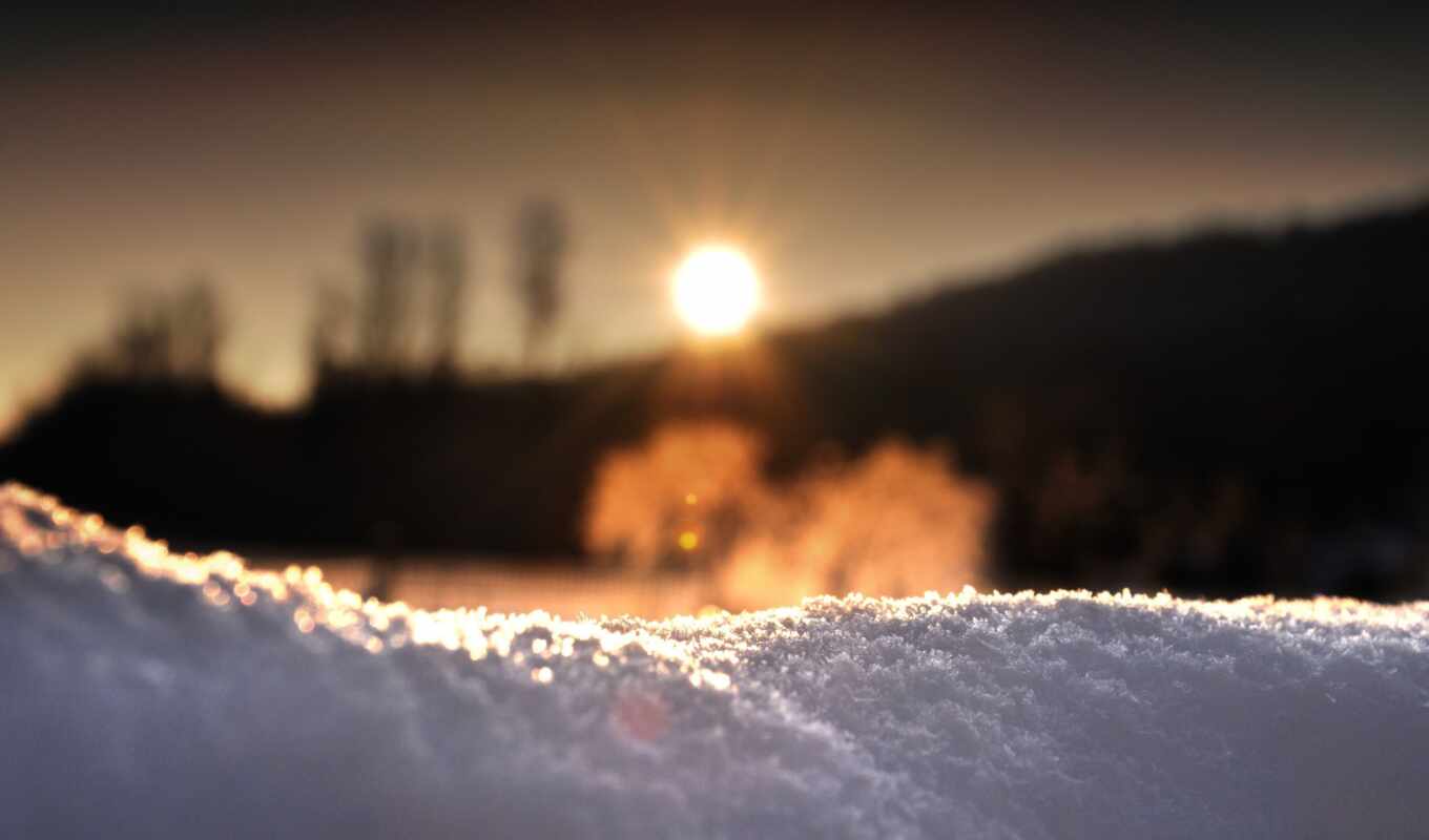 sun, macro, sunset, snow, winter, rupees