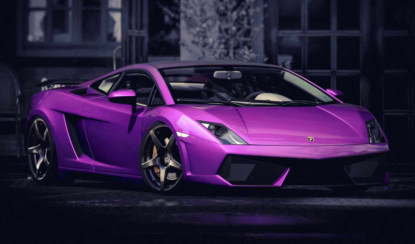 purple, car, gallardo