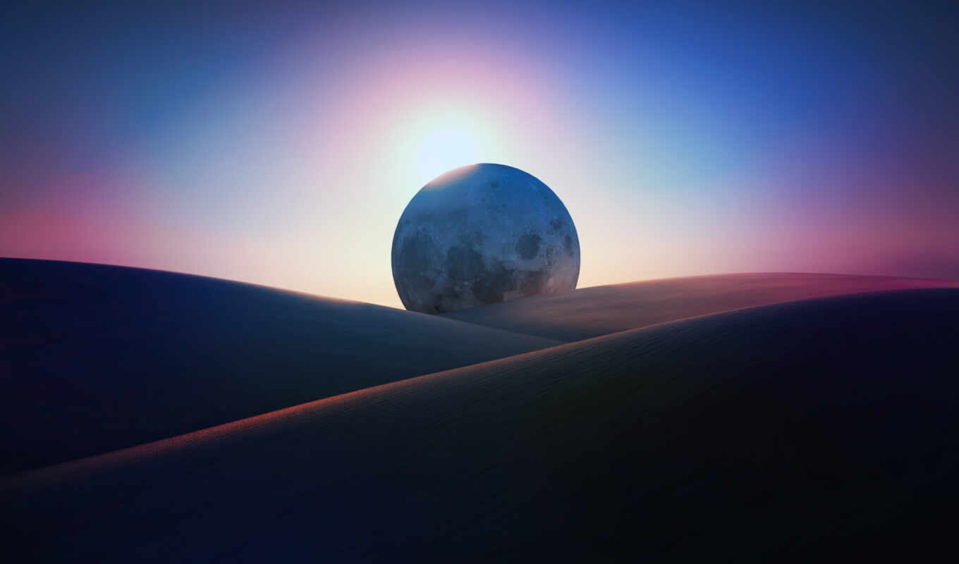 окно, луна, landscape, eclipse, пустыня