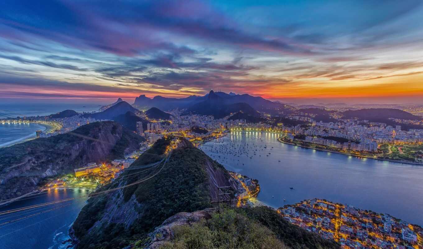 sunset, city, rio, January, mountains, rio, panorama