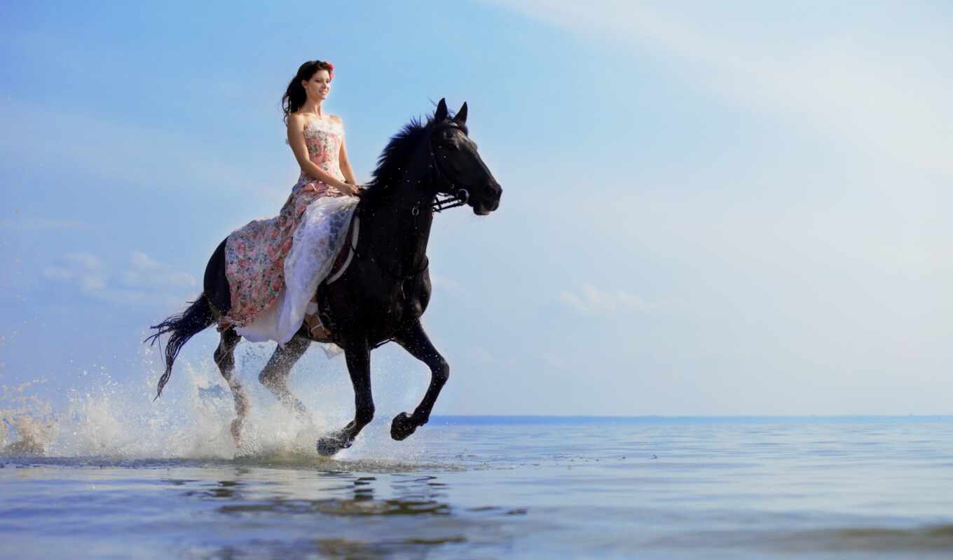 лошади, девушка, скачет, воде, devushki, коллекция, аватар, загружено, zmeiy, water, 