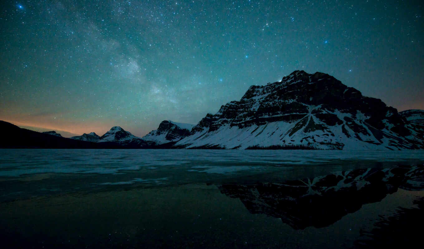 lake, nature, sky, background, night, mountain, landscape, star, milky, way, reflection