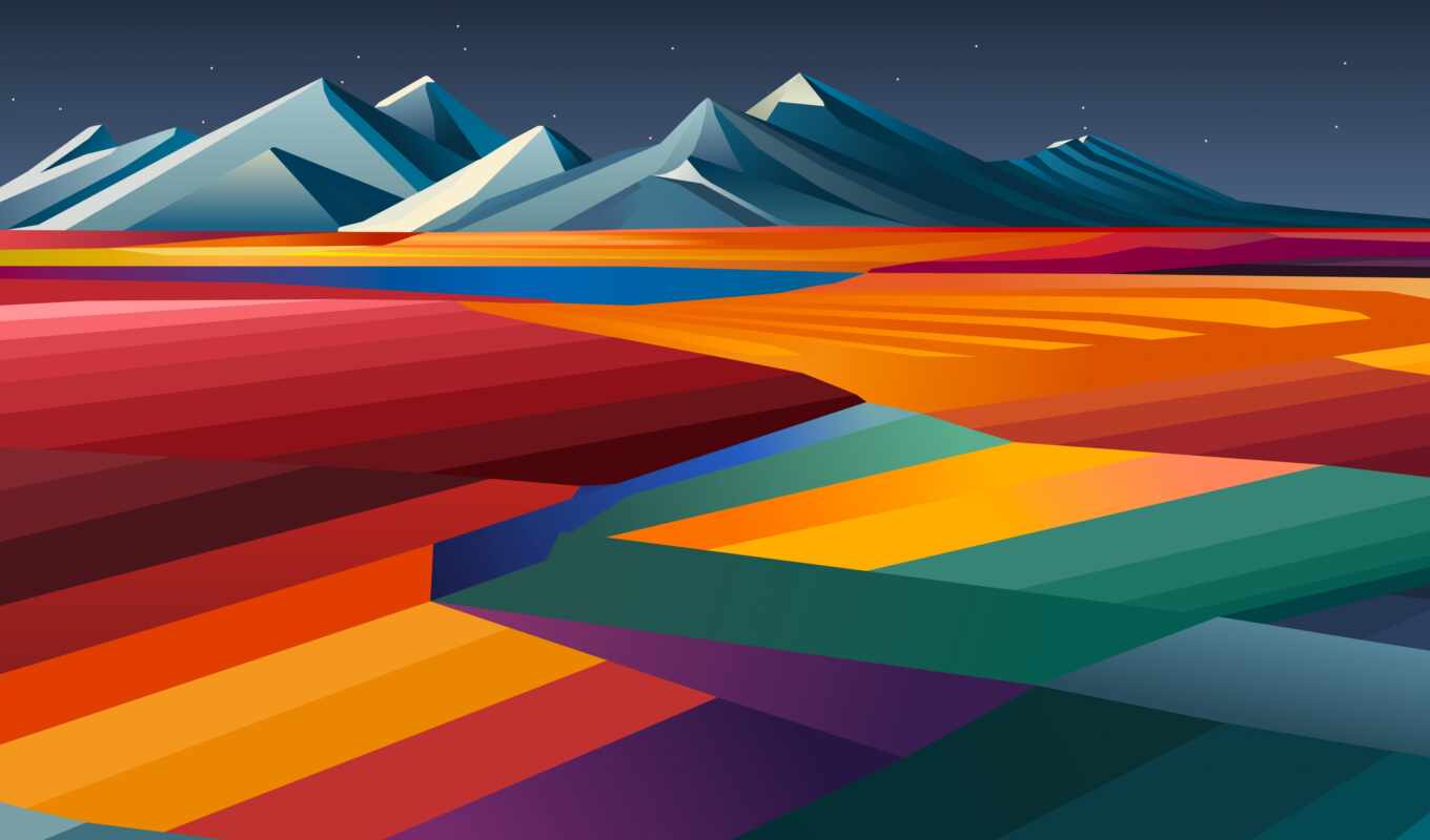 mountains, colors, lines