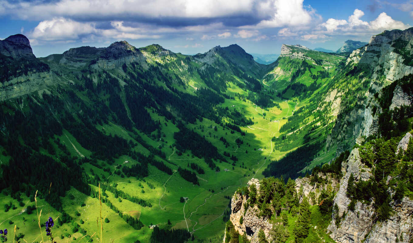 природа, фото, desktop, free, изображение, тематика, mountains, швейцария, долина