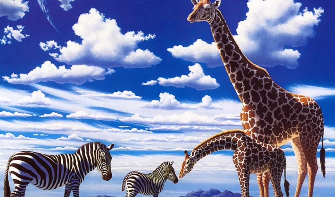 animal, вышивка, northern, zebra, жирафа