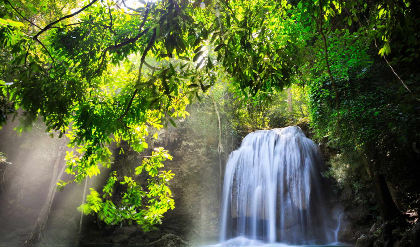 nature, waterfall, travel, thai
