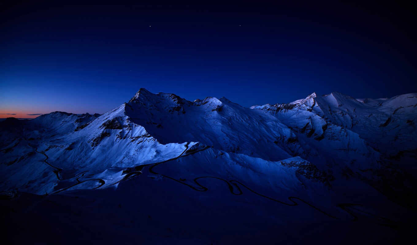 природа, совершенно, ночь, снег, звезды, горы