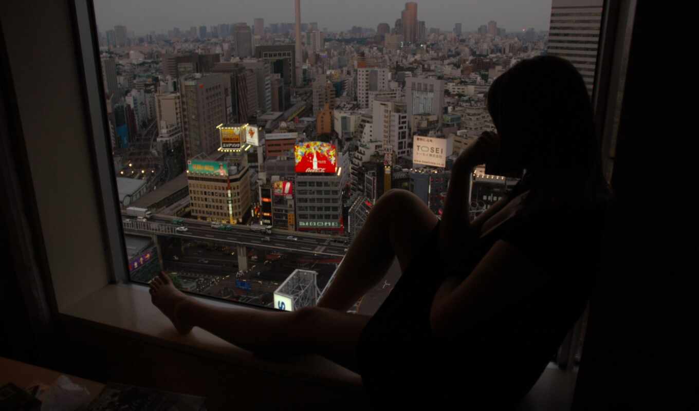 view, girl, window, evening, tatyana, Tokyo