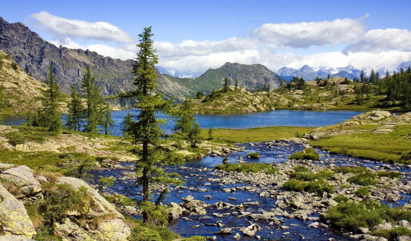 озеро, природа, телефон, landscape, горы