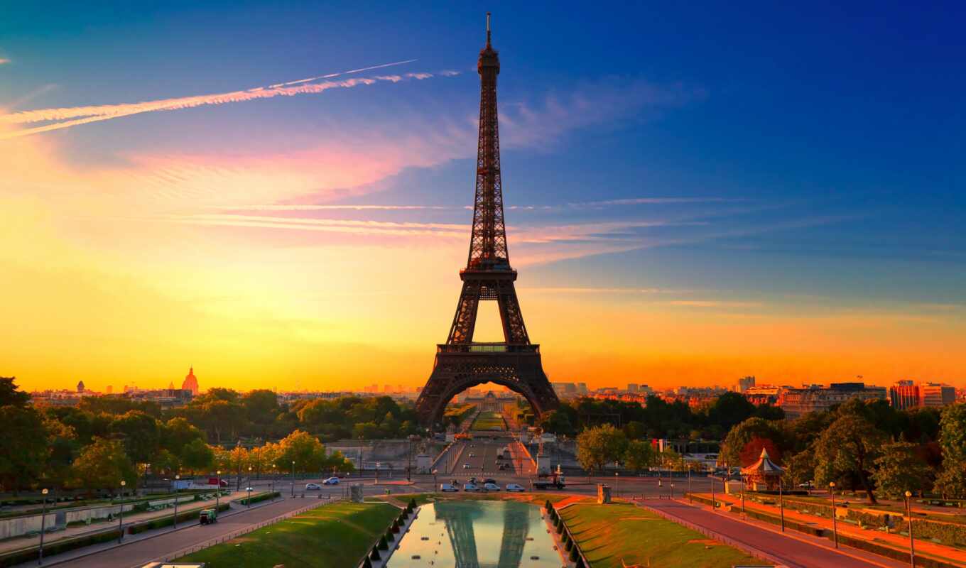 sunset, city, beautiful, cities, France, Paris, Eiffel, turret