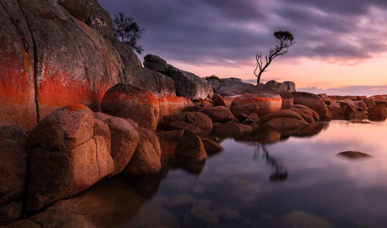 природа, австралия, огонь, fond, bay, paysage