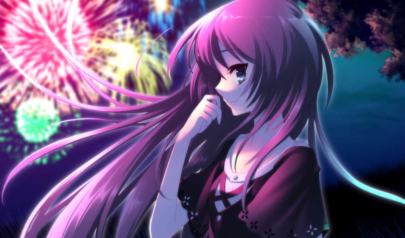 resolution, anime, fireworks, girls, heart, wonderful, лета, similar