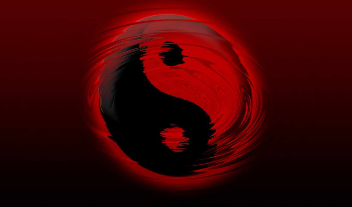 desktop, black, red, yang, yin, янь