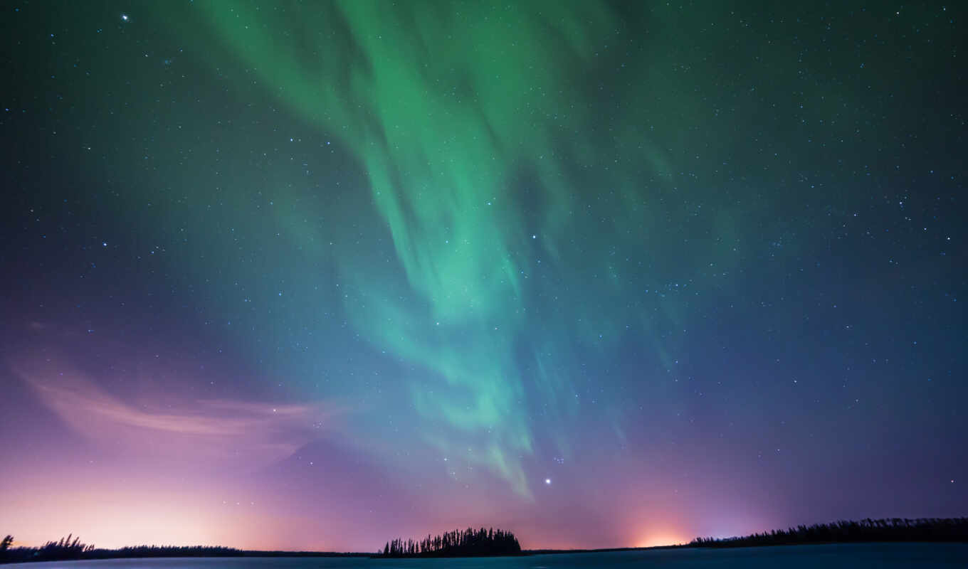 lake, lights, aurora, northern, astotin