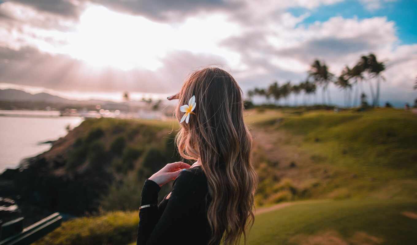 telephone, girl, background, landscape, story, beauty, hawaiian