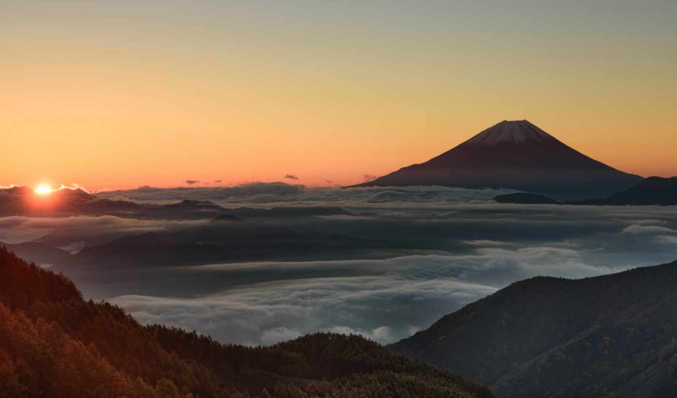 sunset, island, cloud, atmosphere, fujima, host