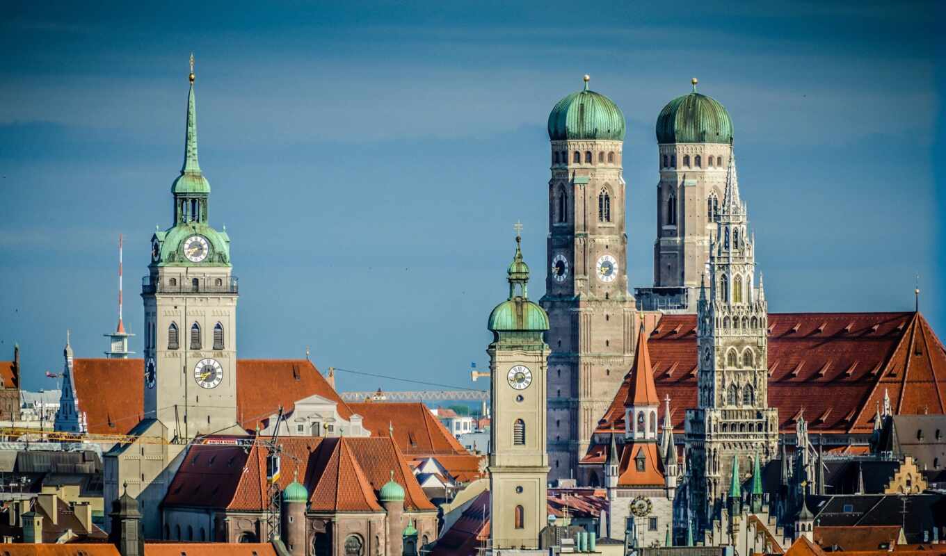город, cityscape, architecture, германия, облако, башня, build, cathedral, church, munich, rooftop