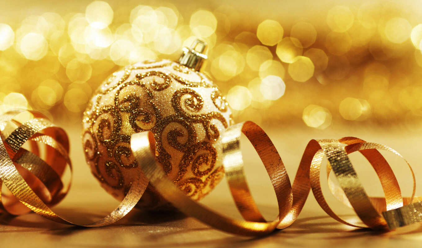 christmas, ball, holiday, ribbon