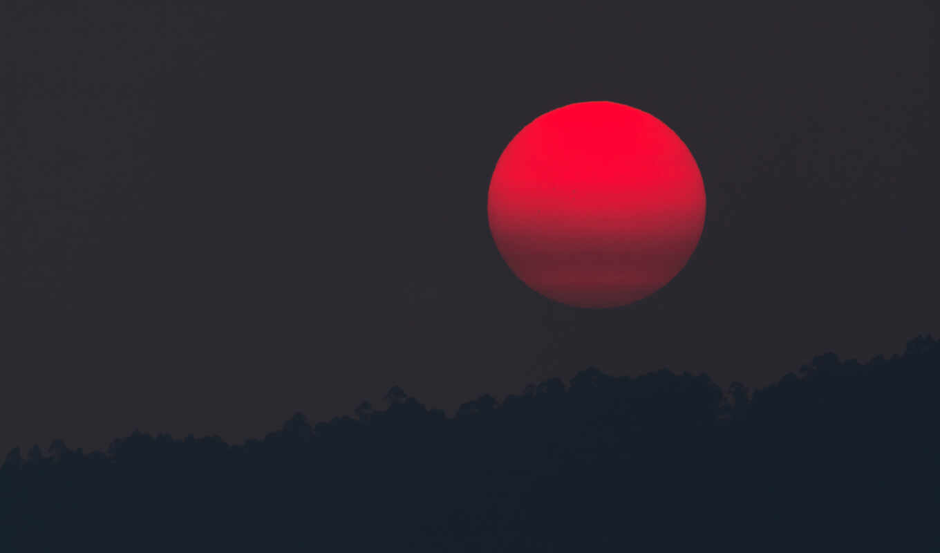full, red, sunset, moon