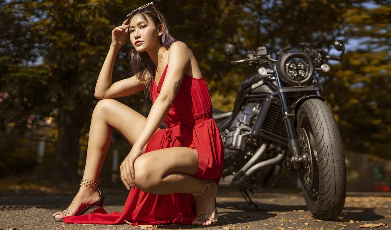 женщина, мотоцикл