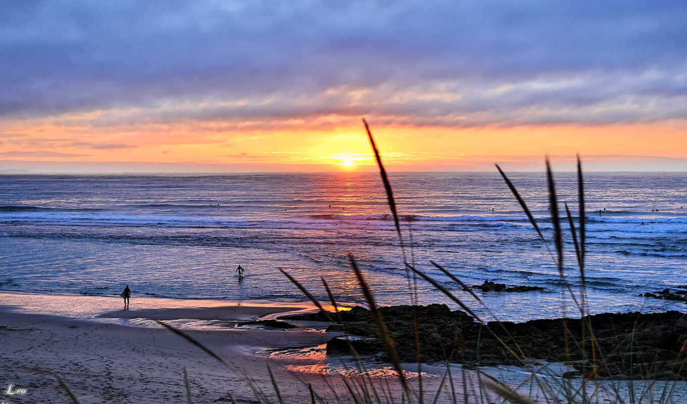 sunset, beach, landscape, sea, coast