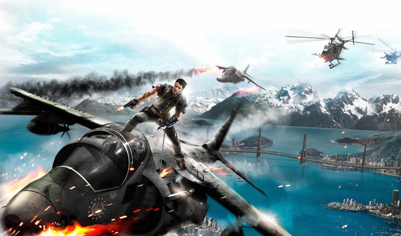 games, Bridge, fire, battle, the bay, sample, helicopter