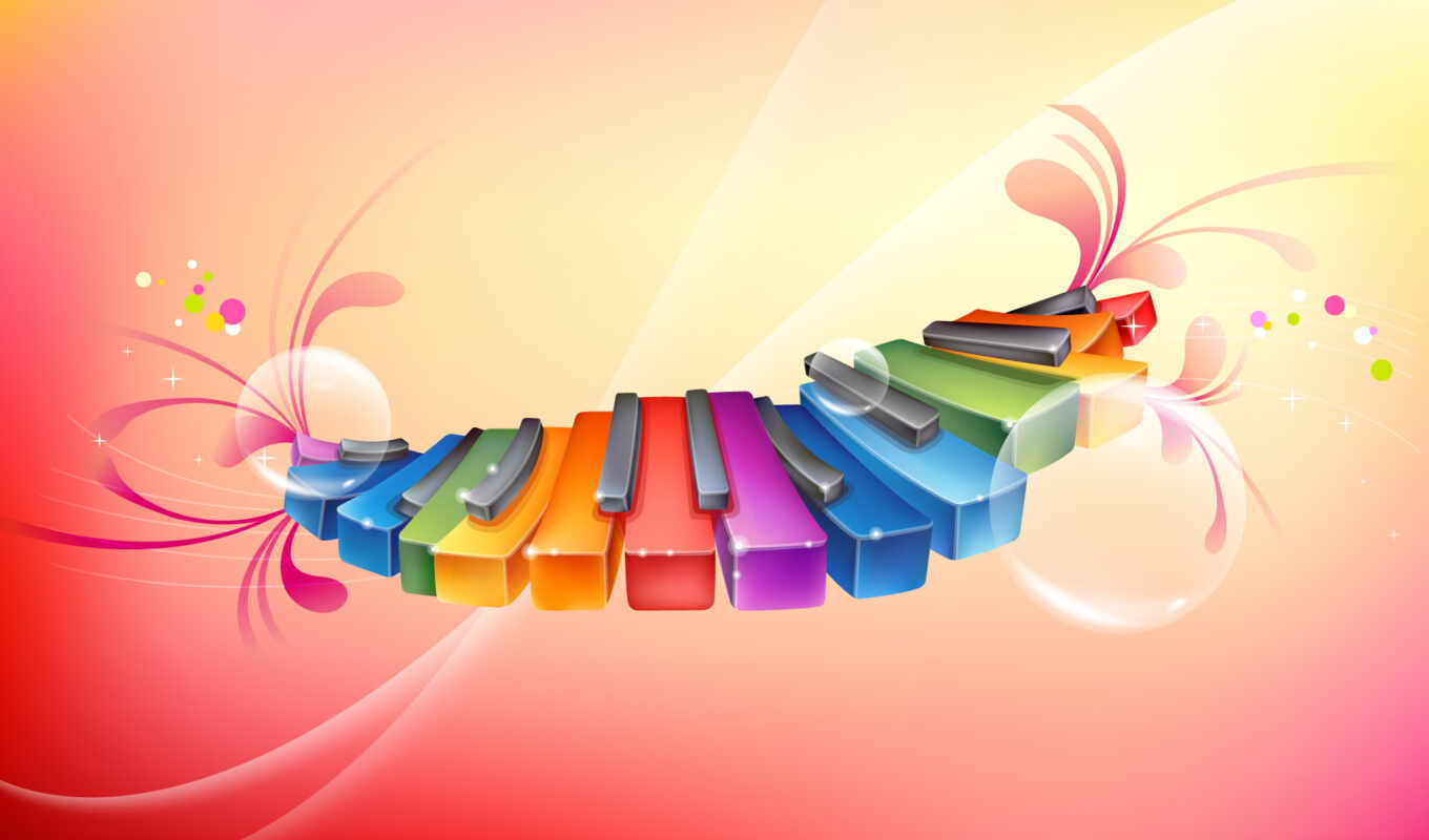музыка, радуга, цветные, ноты