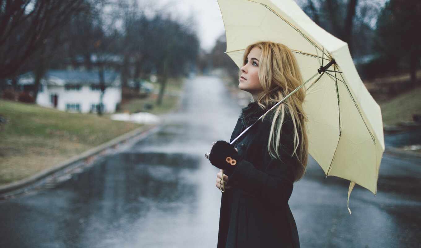 devushka, under, rain, umbrella, dozhdat, the idea