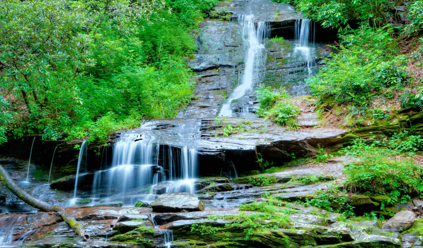 rock, waterfall